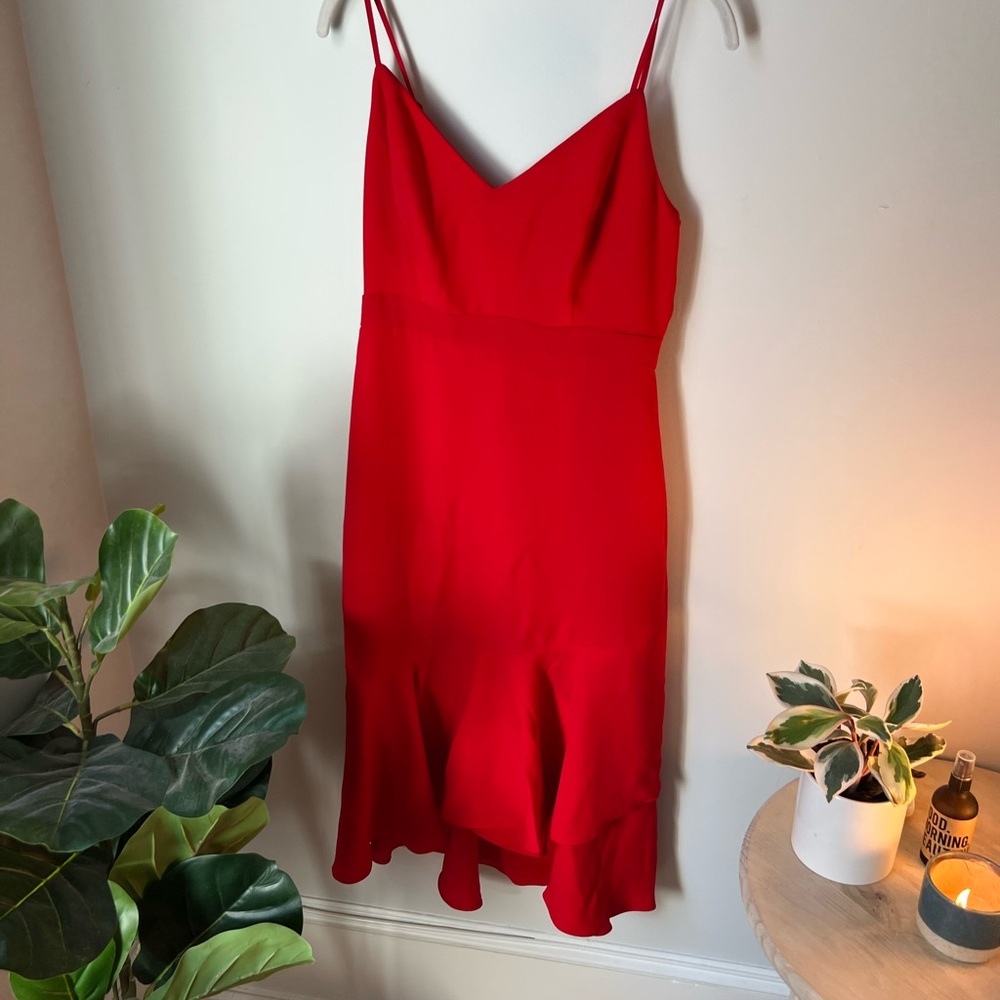 Worn once red banana republic dress ruffled bottom